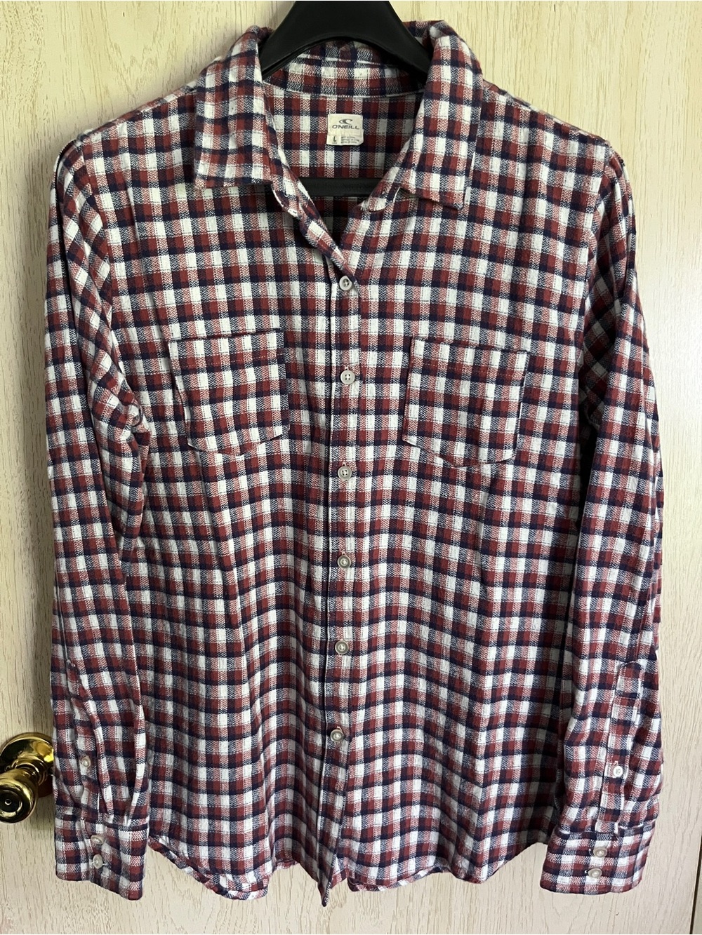 O’NEILL Soft Plaid Button Front Cotton Long Sleeve Shirt Large